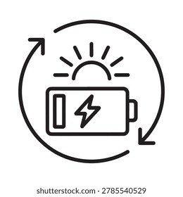 solar energy battery icon with circular arrows