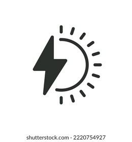 Solar energy black and white icon.
