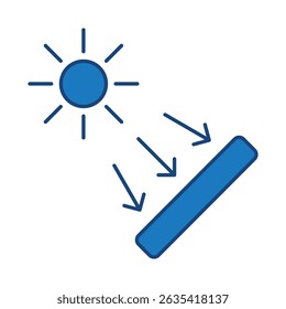 Solar Energy Blue Icon. Solar Energy, Solar Panel, Green Energy, Energy Saving, Ecology, Electricity, Renewable Energies Editable Stroke Vector Illustration