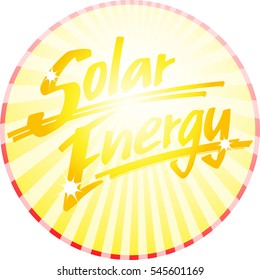 "Solar Energy" button with sun rays coming from the center