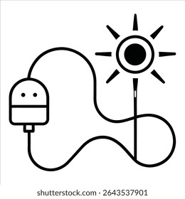 solar energy captured in continuous line art drawing style promoting environmentally friendly solar technology sun powered systems and renewable energy concepts