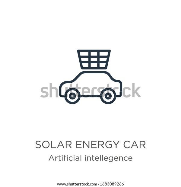 Solar energy car icon. Thin linear solar energy\
car outline icon isolated on white background from artificial\
intellegence and future technology collection. Line vector sign,\
symbol for web and\
mobile