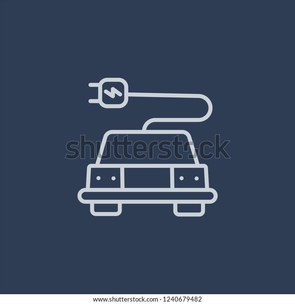 Solar energy car icon. Trendy\
flat vector line Solar energy car icon on dark blue background from\
Artificial Intelligence, Future Technology collection.\
