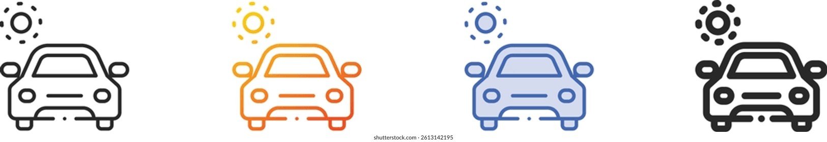 solar energy car icon.Thin Linear, Gradient, Blue Stroke and bold Style Design Isolated On White Background