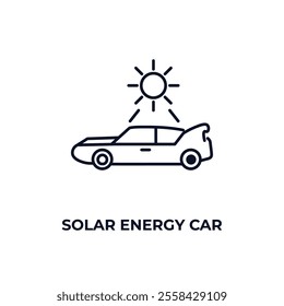 solar energy car outline icon. Linear vector from ai and tech concept. Thin line solar energy car icon isolated on white background