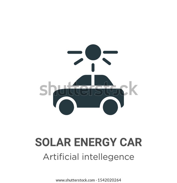 Solar energy car vector icon on white background. Flat\
vector solar energy car icon symbol sign from modern artificial\
intellegence and future technology collection for mobile concept\
and web apps 
