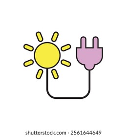 solar energy charger icon, color isolated on white background, vector illustration.