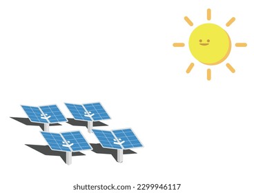 Solar energy, clean energy save the earth. Renewable energy  icon. Fun vector illustration. Isolated on white background.