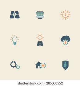 Solar energy color flat icons, vector illustration, eps10, easy to edit