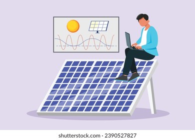 Solar energy concept.  Colored flat vector illustration isolated