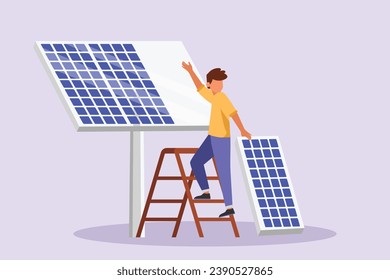 Solar energy concept.  Colored flat vector illustration isolated