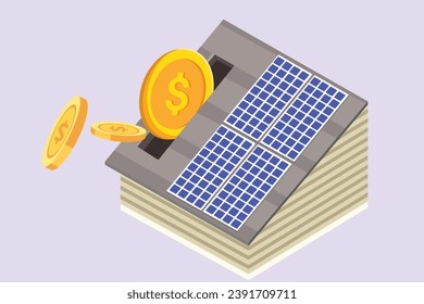 Solar energy concept. Colored flat vector illustration isolated.