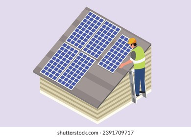 Solar energy concept. Colored flat vector illustration isolated.