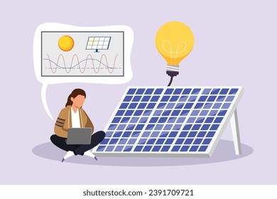 Solar energy concept. Colored flat vector illustration isolated.