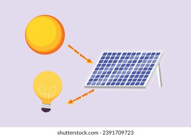 Solar energy concept. Colored flat vector illustration isolated.