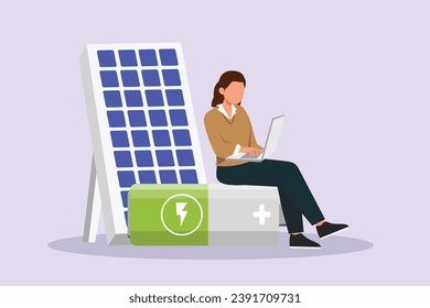Solar energy concept. Colored flat vector illustration isolated.