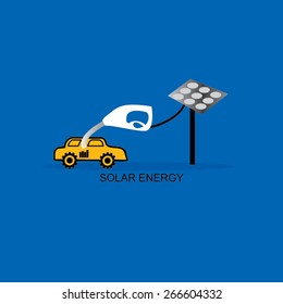 solar energy concept idea with car