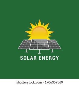 solar energy concept - solar panel and sun.Conceptual vector illustration in flat style design.Isolated on background.