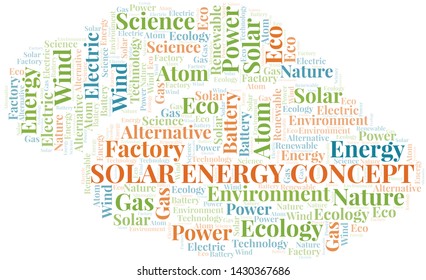 Solar Energy Concept word cloud. Wordcloud made with text only.