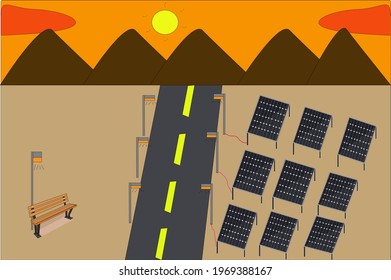Solar energy conversion by solar cells to street lights