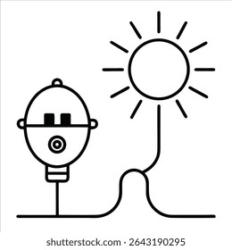 solar energy depicted in continuous line art drawing style focusing on solar panels clean electricity and sustainable energy solutions for environmental awareness