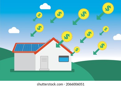 Solar energy efficiency house. Economic green energy an eco friendly house.