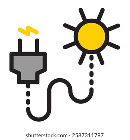 solar energy, electric plug and sun, vector illustration 