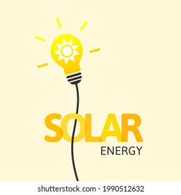 Solar energy, electricity and power source concept with light bulb and shiny sun symbol inside