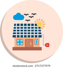 Ícone de Estilo de Círculo Plano de Energia Solar