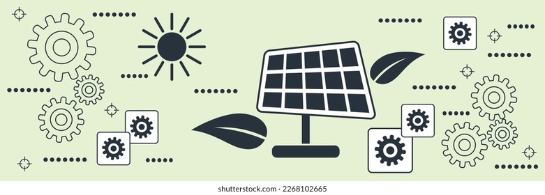 Solar energy flat contour style vector concept illustration