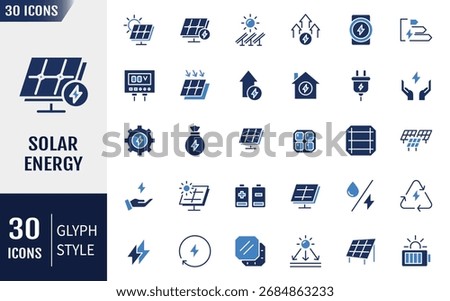 Solar Energy Flat Icons set. Containing icon : house, cell, battery and more. Vector illustration 