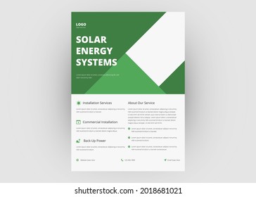 Plantilla de volante de energía solar. Ahorre el diseño del folleto de póster de energía. Vaya al diseño de la plantilla de volante de ahorro de energía verde.