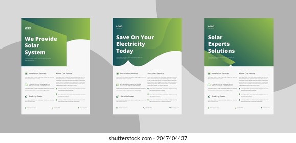 Solar energy flyer template. Save energy poster leaflet design. Go green save energy flyer template design.