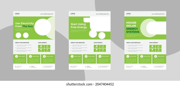 Solar Energy Flyer Template. Save Energy Poster Leaflet Design. Go Green Save Energy Flyer Template Design.