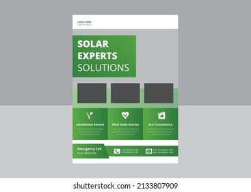 Solar Energy Flyer Templates, Solar Experts Solutions Flyer. Go green save energy poster flyer design. House solar energy system flyer.