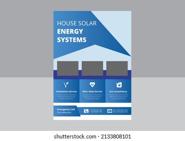 Solar Energy Flyer Templates, Solar Experts Solutions Flyer. Go green save energy poster flyer design. House solar energy system flyer.
