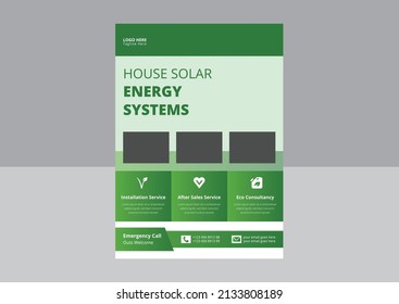 Solar Energy Flyer Templates, Solar Experts Solutions Flyer. Go green save energy poster flyer design. House solar energy system flyer.