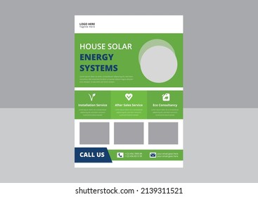 Solar Energy Flyer Templates, Solar Experts Solutions Flyer. House solar energy system flyer design. Green Energy flyer, cover, poster design.