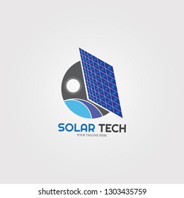 Solar energy with gear icons template, vector logo for business corporate, sunrise, lighting component, elements, illustration -vector