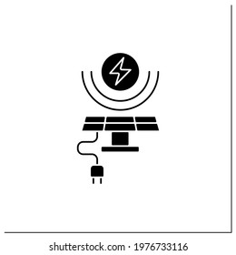 Solar energy glyph icon. Conversion of power from sunlight into electricity. Solar battery. Renewable energy concept.Filled flat sign. Isolated silhouette vector illustration