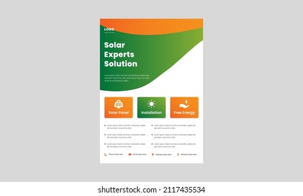 plantilla de diseño de volante de ahorro de energía solar. sistemas solares para su casa y el afiche de negocios, diseño de folletos.