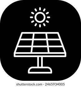 Solar energy green city icon with black filled line outline style. power, alternative, panel, energy, renewable, environment, solar. Vector Illustration