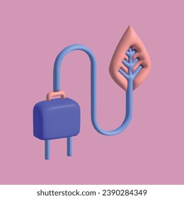 Solar energy. Green sustainable eco-friendly energy, alternative power concept. Realistic 3d object cartoon style. Vector colorful illustration.