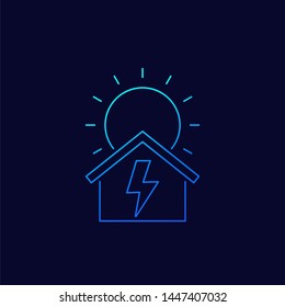 solar energy for home, linear icon