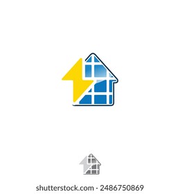 Solar Energy for house home roof icon logo design template. Vector illustration