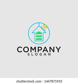 solar energy house logo vector