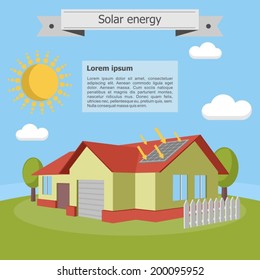 solar energy house villa panel isometric energetics ecology