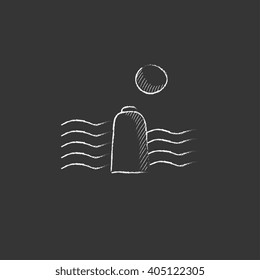 Solar energy and hydropower. Drawn in chalk icon. Solar energy and hydropower. Drawn in chalk icon.