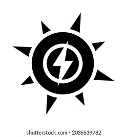 Solar Energy Icon. Black Stencil Design. Vector Illustration.
