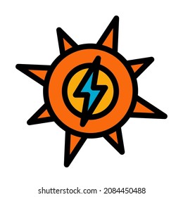 Icono de energía solar. Contorno de negrita editable con diseño de relleno de color. Ilustración vectorial.
